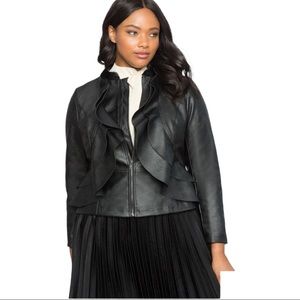 Eloquii plus size 24 vegan leather ruffled jacket